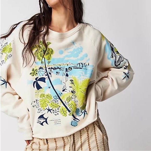 MOTHER x Free People XS The Boost Crop Cut Off Top Soft sweatshirt oversized - Picture 3 of 9